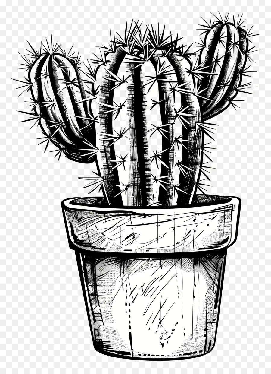 Cactus En Maceta，Cactus De Dibujo PNG