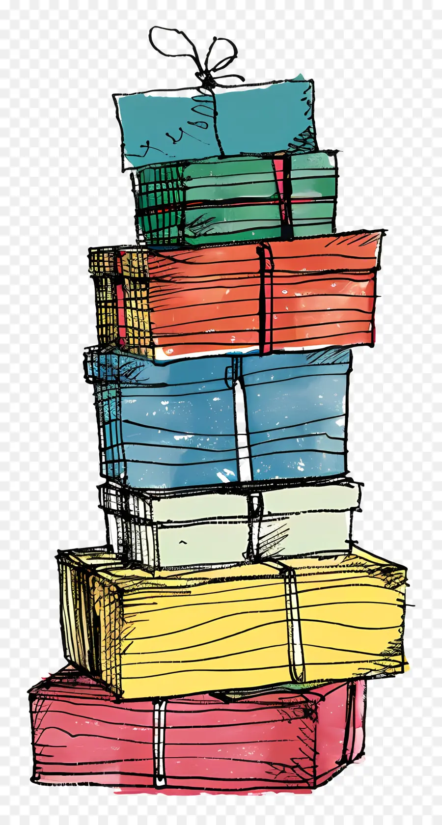 Pila De Regalos，Coloridos Libros PNG