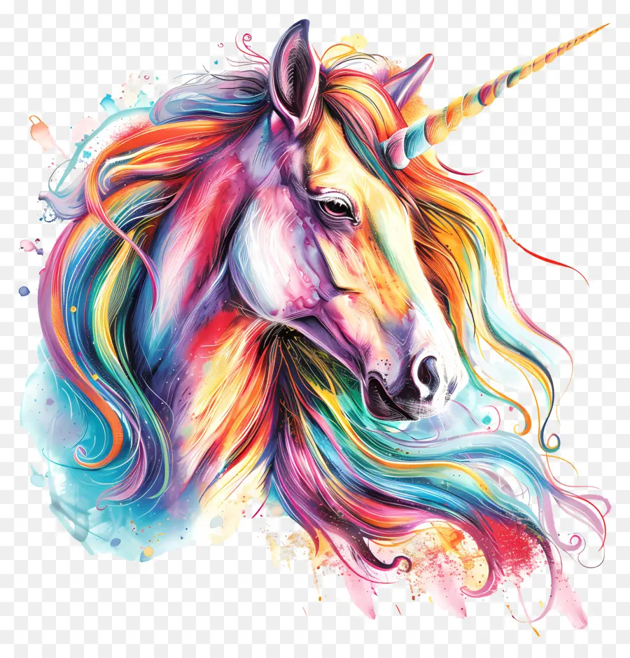 Unicornio，Pintura A La Acuarela PNG