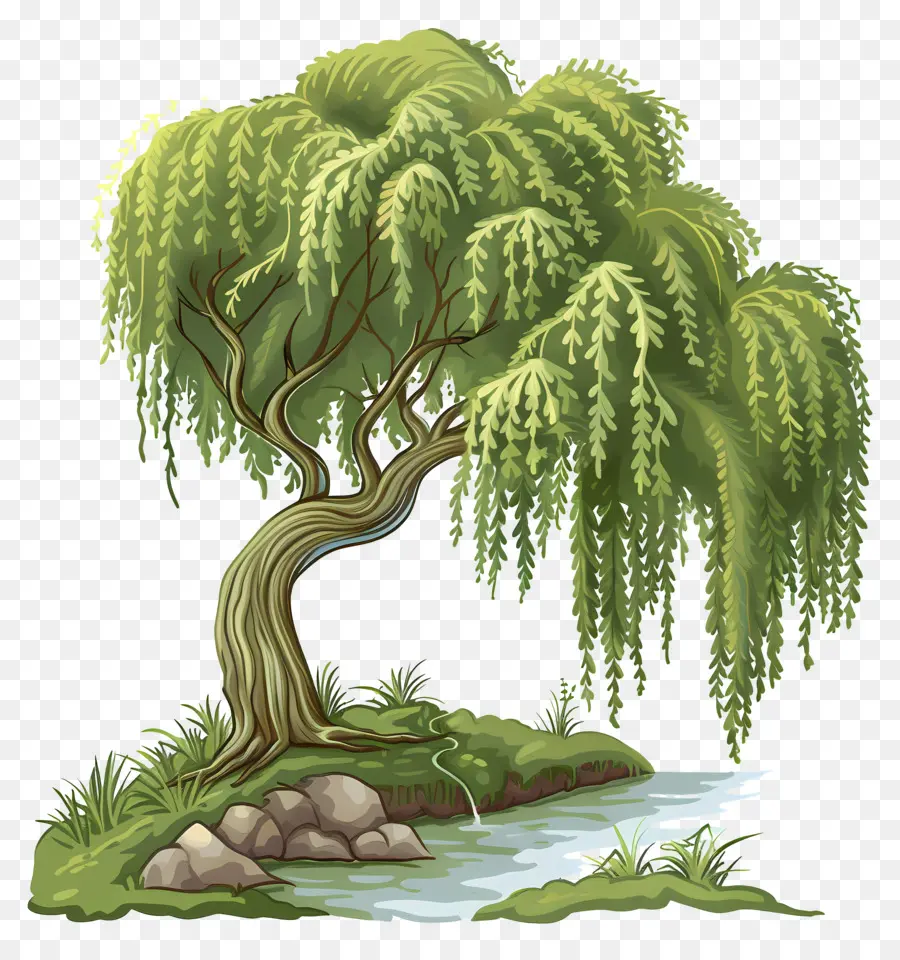 árbol De Sauce，Río PNG