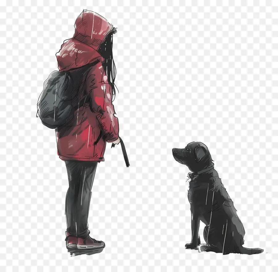 Niña Y Perro，Esperando Autobús PNG