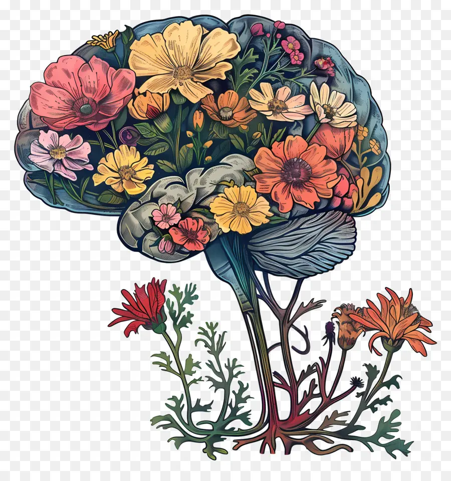 Cerebro Floral，Cerebro PNG