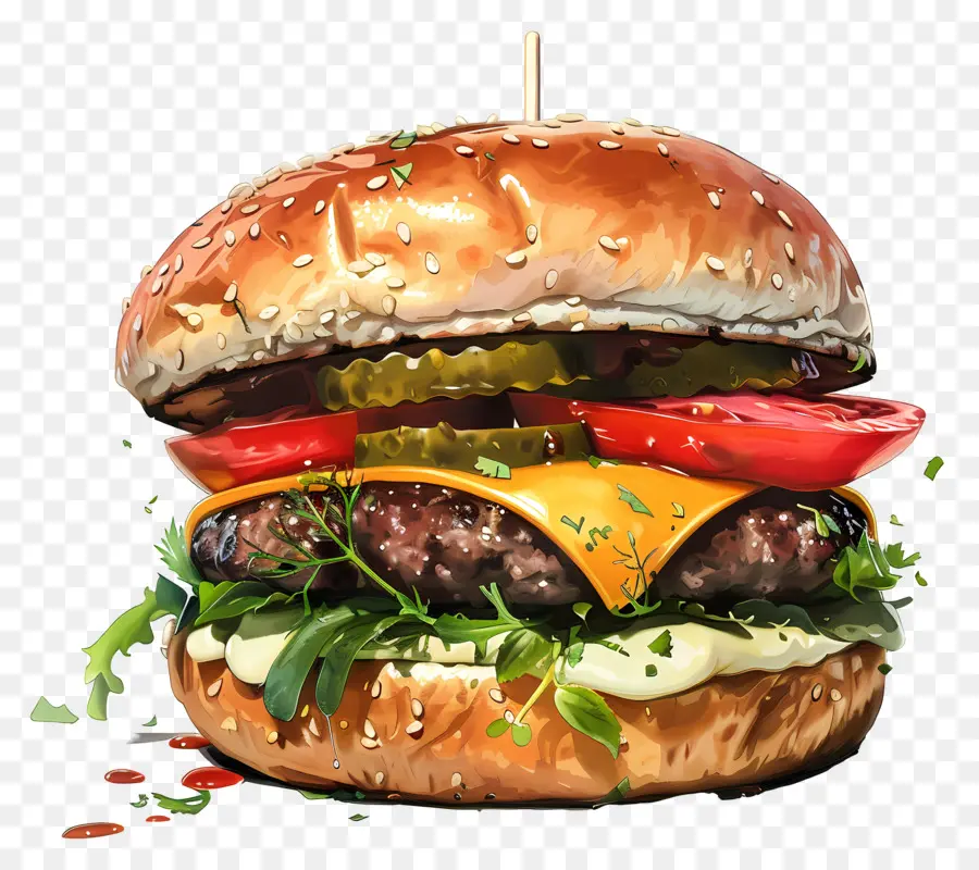 Hamburguesa Con Queso，Burger PNG