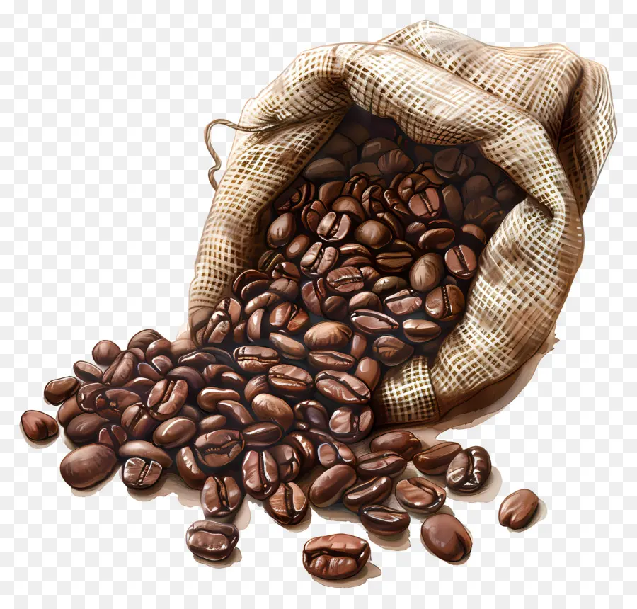 Los Granos De Café，Burlap Saco PNG