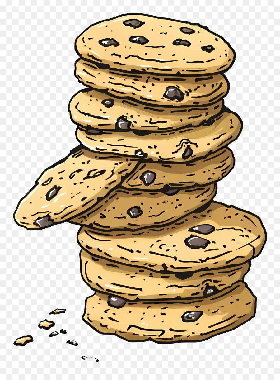 Pila De Galletas，Galletas Con Chispas De Chocolate PNG