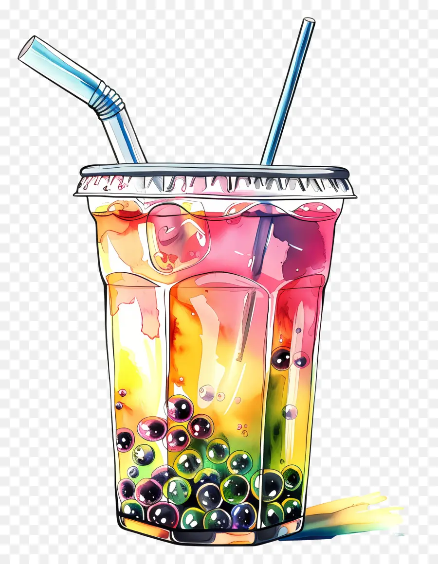 Té De La Burbuja，Té De Burbujas De Arco Iris PNG