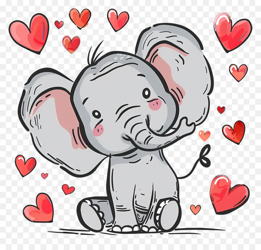 Elefante，Corazones PNG