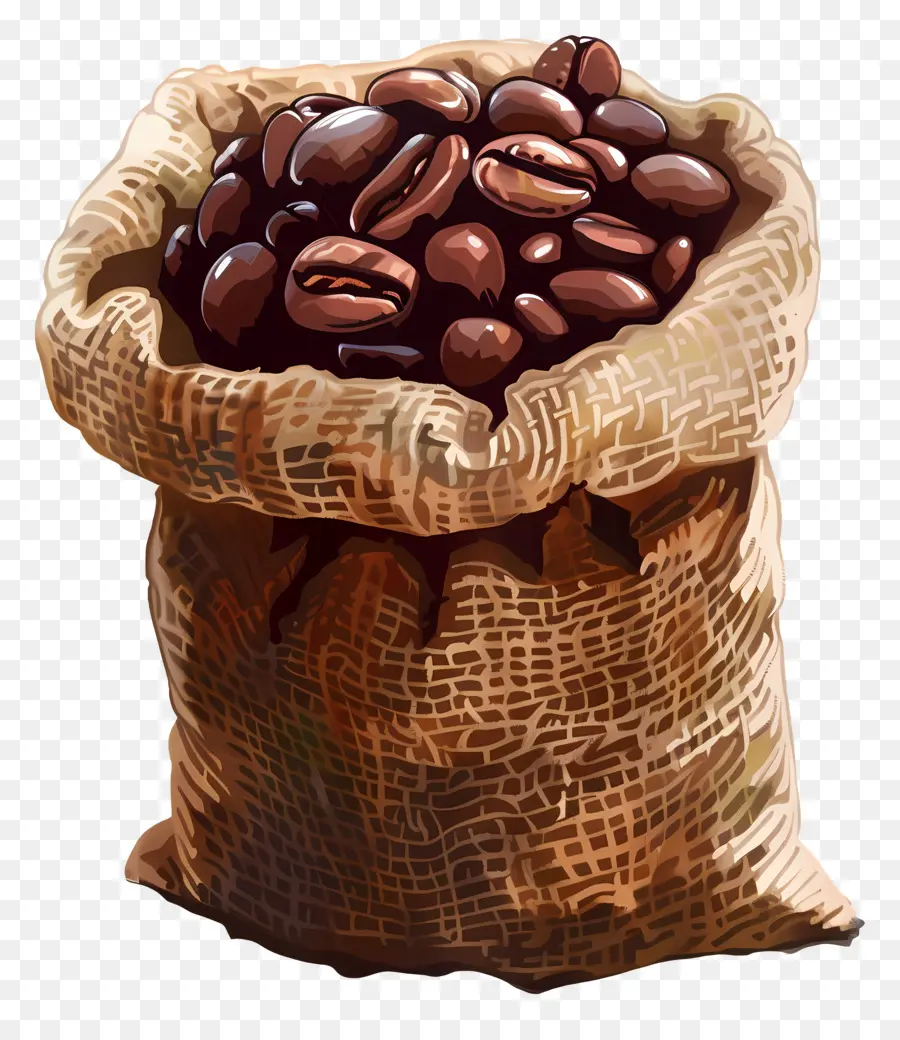 Los Granos De Café，Burlap Saco PNG