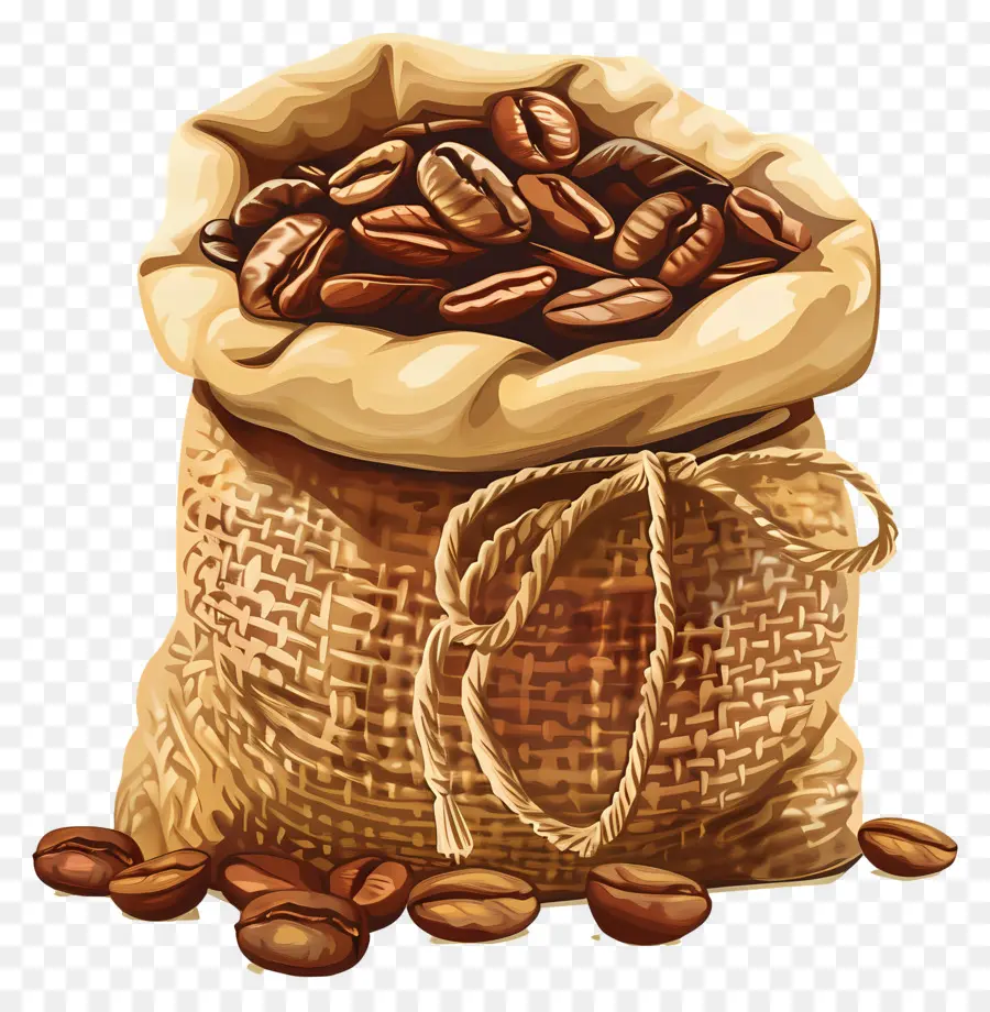 Los Granos De Café，Burlap Saco PNG