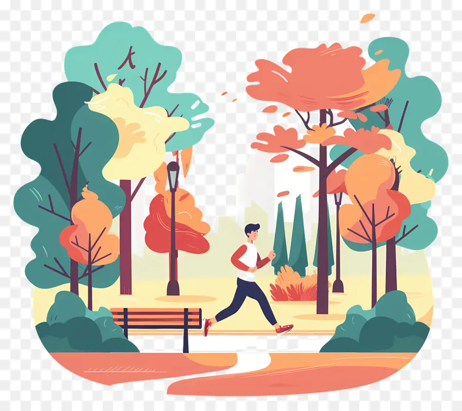 Jogger En El Parque，Otoño PNG