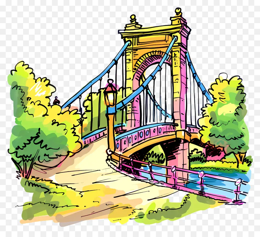 Puente Del Parque，Puente Colorido PNG