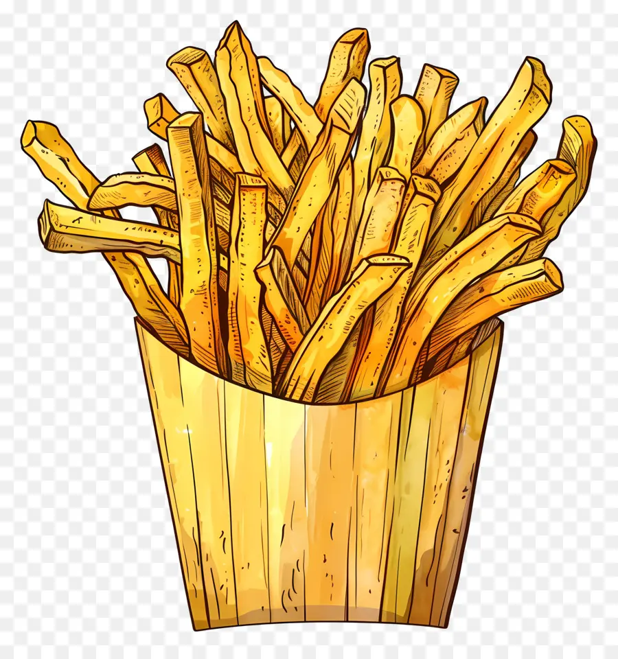 Las Papas Fritas，Ilustración De Estilo De Dibujos Animados PNG