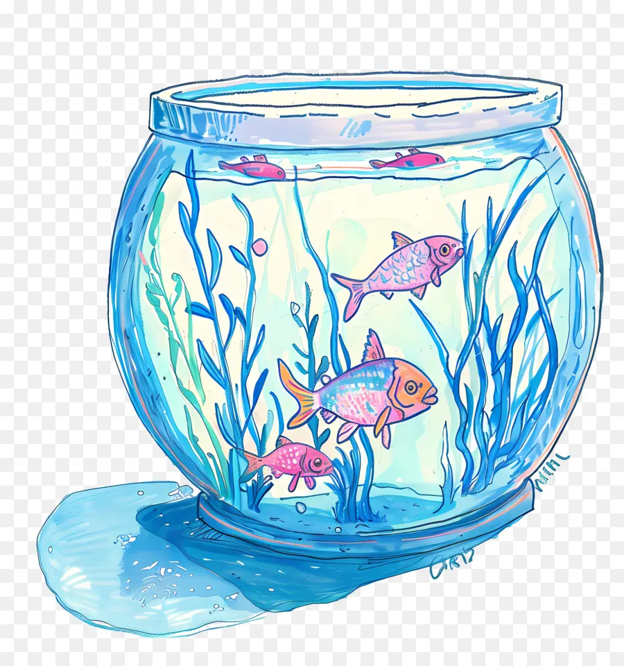 Fish Bowl，Dibujo A Lápiz PNG