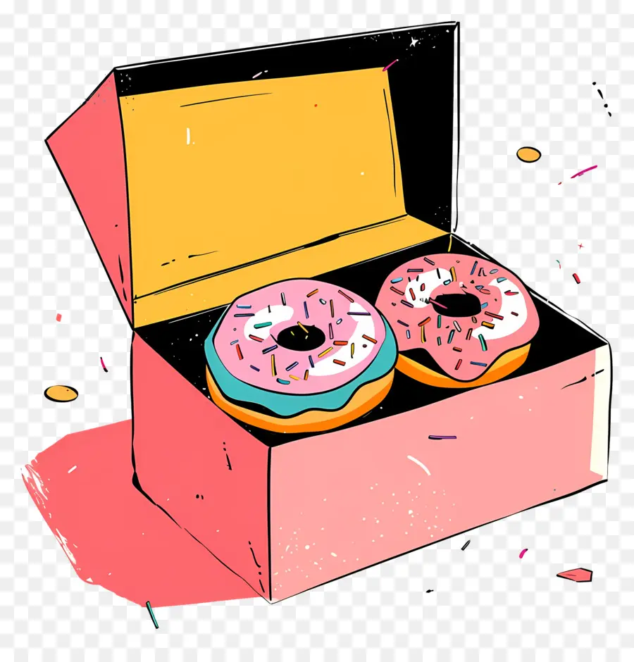 Caja Con Donas，Donuts PNG