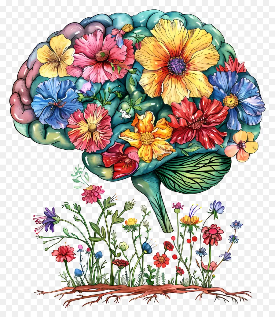 Cerebro Floral，Cerebro PNG