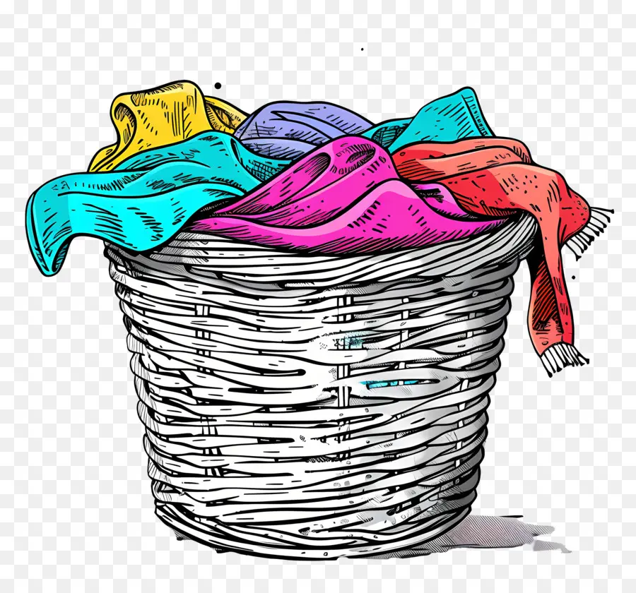 Canasta De Lavandería Con Ropa，Articulos De Ropa PNG