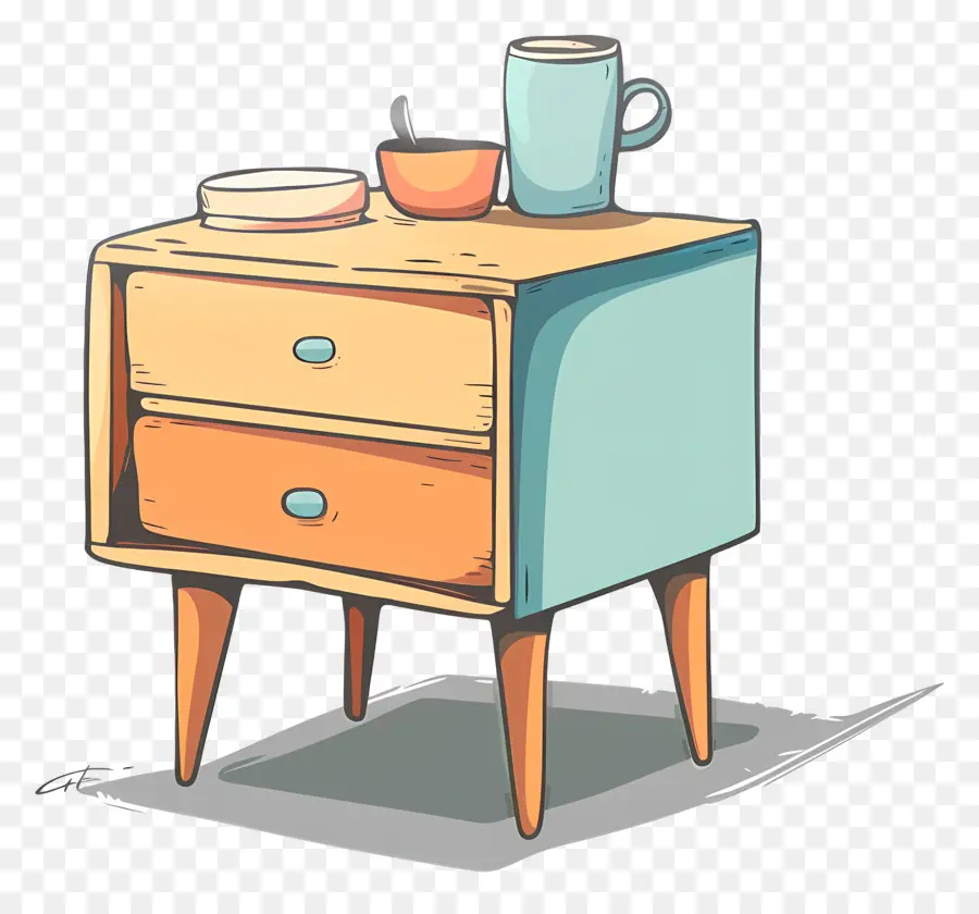 Bedside Table，Pequeña Mesita De Noche De Madera PNG