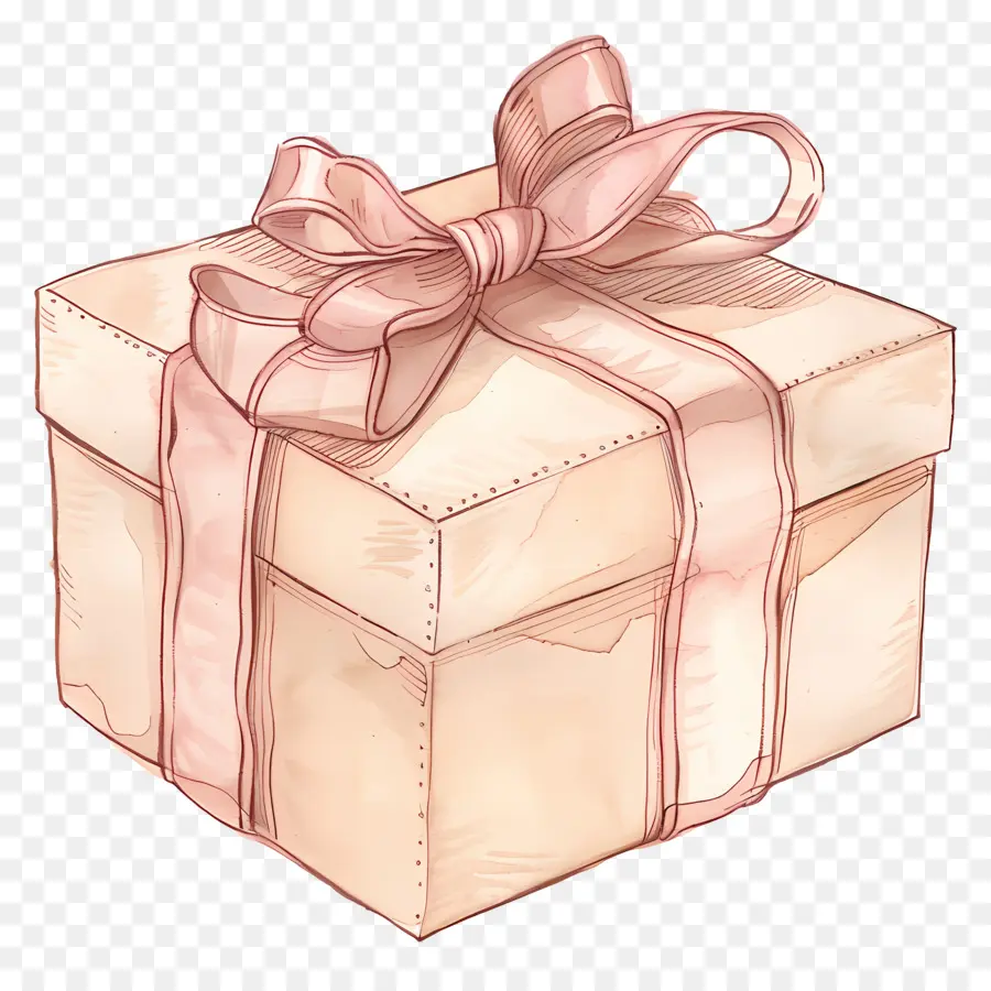 Caja De Regalo，Lazo Rosa PNG