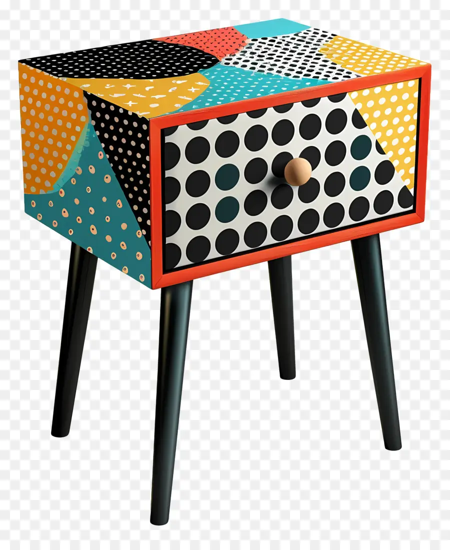 Bedside Table，Mesa Lateral Estampada De Polkadot PNG