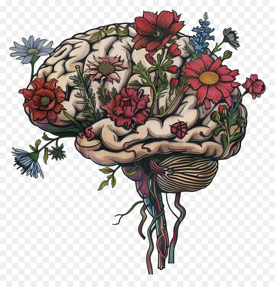 Cerebro Floral，Vintage Arte PNG