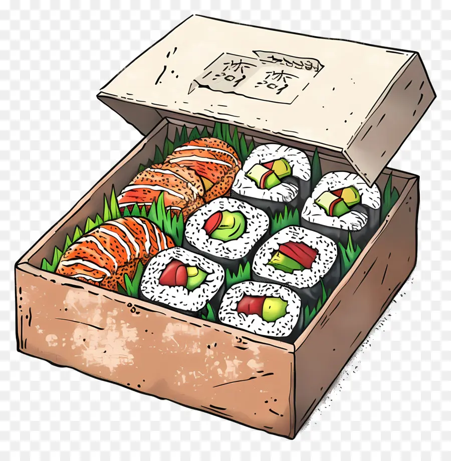 Caja Con Sushi，Sushi PNG