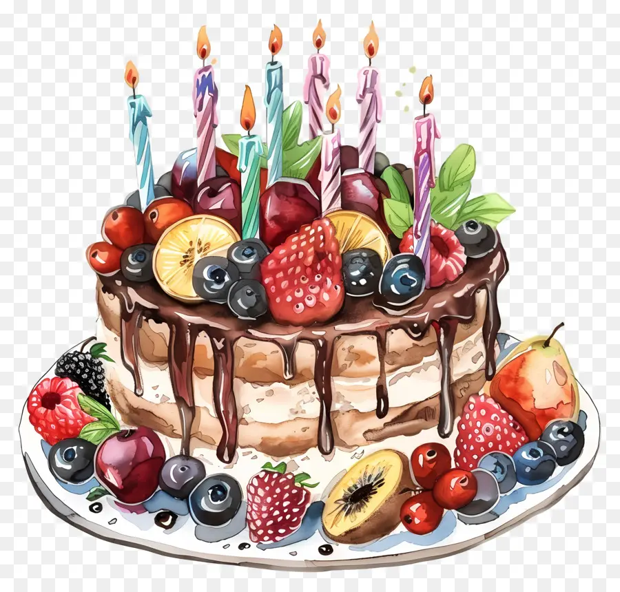 Pastel De Cumpleaños，Glaseado De Chocolate PNG