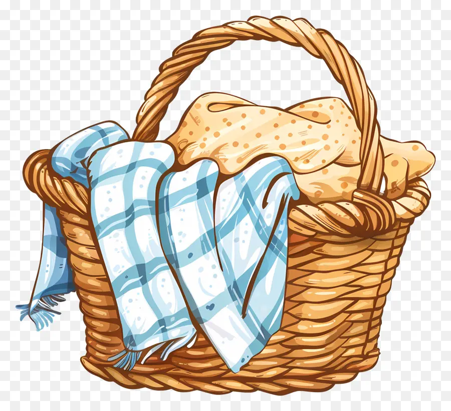 Canasta Con Manta，Wicker Basket PNG