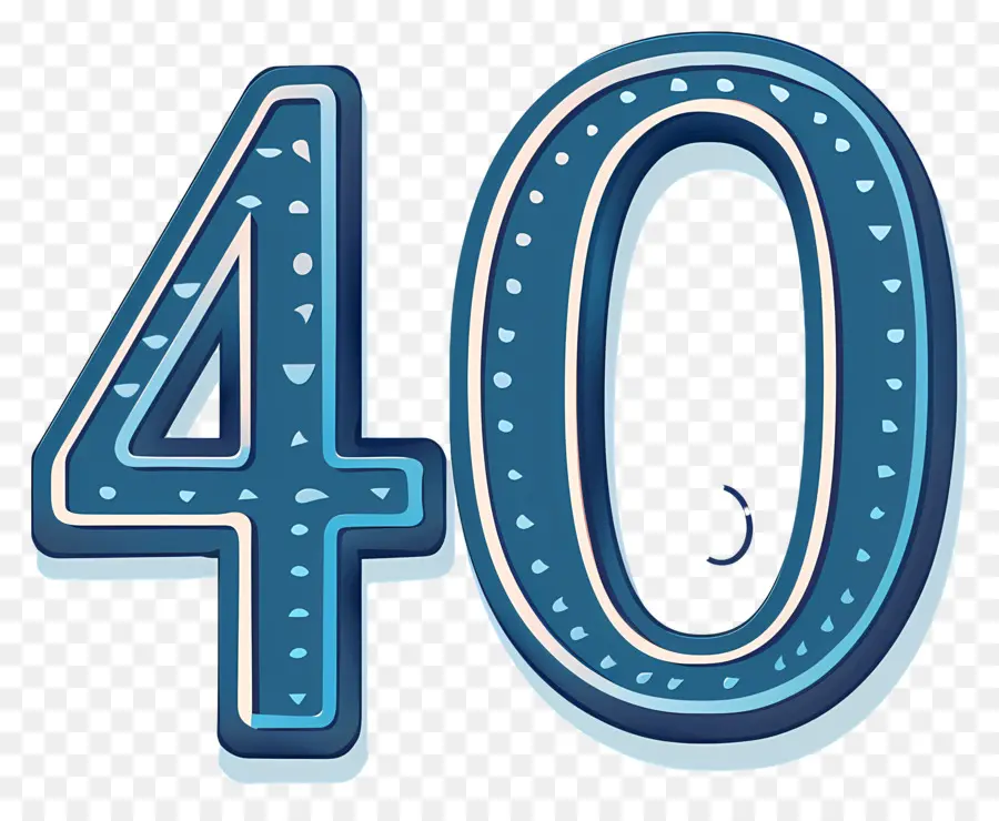 Número 40，Azul Y Blanco PNG