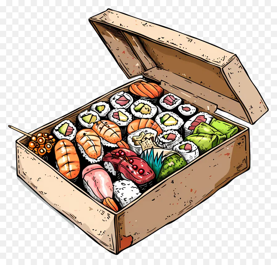 Caja Con Sushi，Sushi PNG