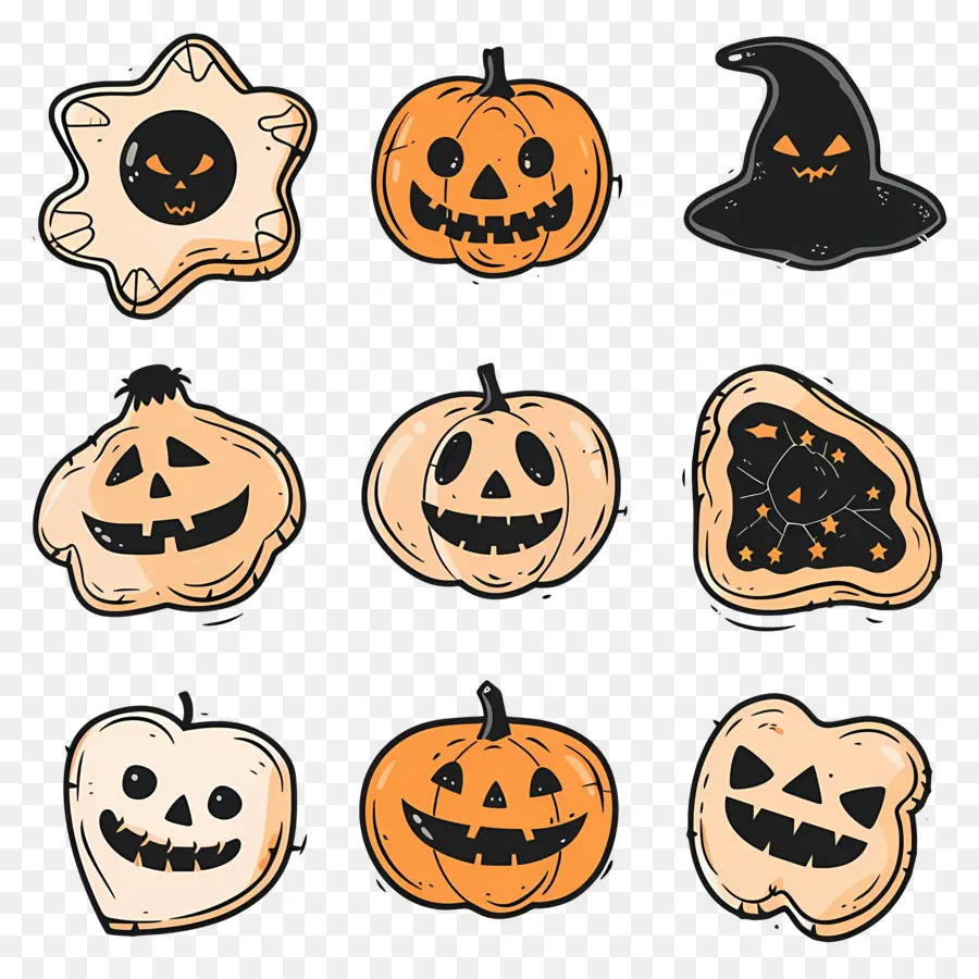 Galletas De Halloween，Tallado De Calabaza PNG