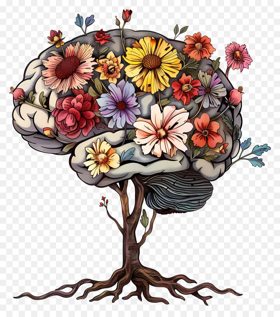 Cerebro Floral，Cerebro PNG