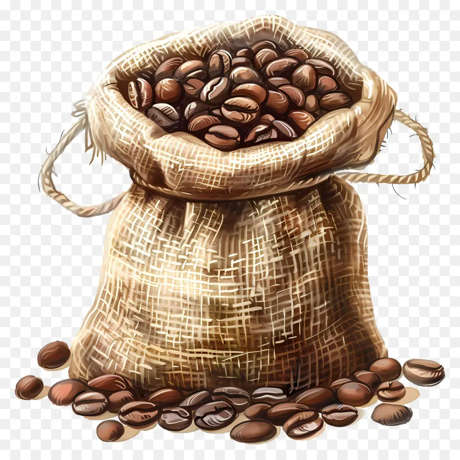 Los Granos De Café，Burlap Saco PNG