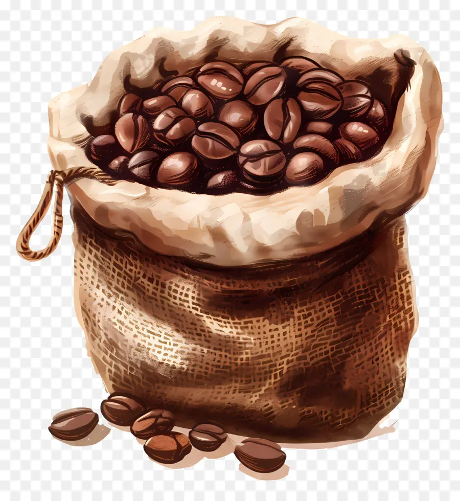 Los Granos De Café，Burlap Saco PNG