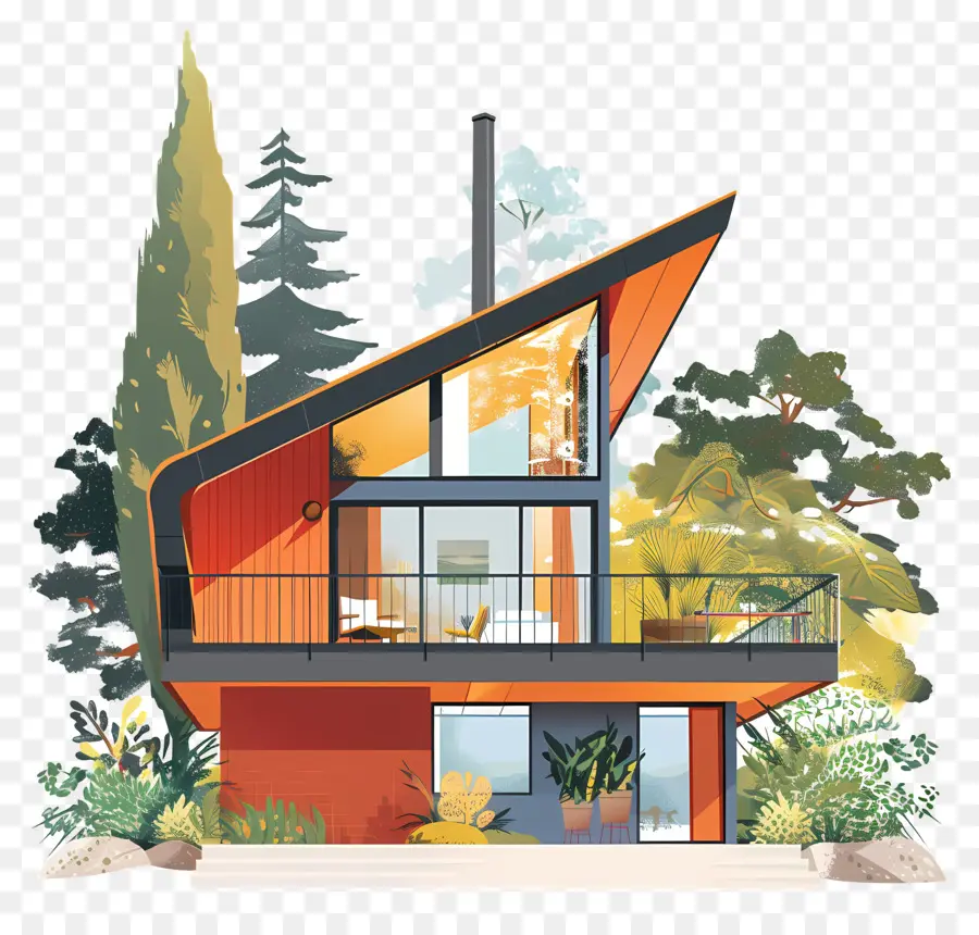 Modern House，Techos Con Pendientes Escarpadas PNG