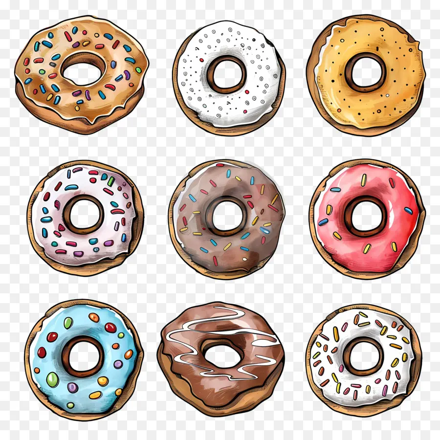 Donuts，Freing Colorido PNG