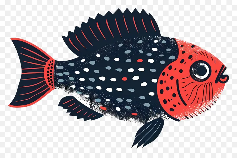 Los Peces，Patrón Rojo Y Negro PNG