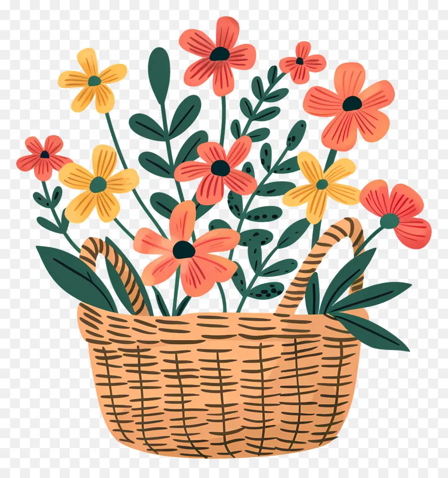 Cesta Con Flores，Cesta De Flores PNG