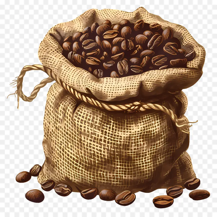 Los Granos De Café，Burlap Saco PNG