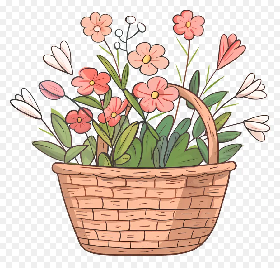 Cesta Con Flores，Cesta PNG