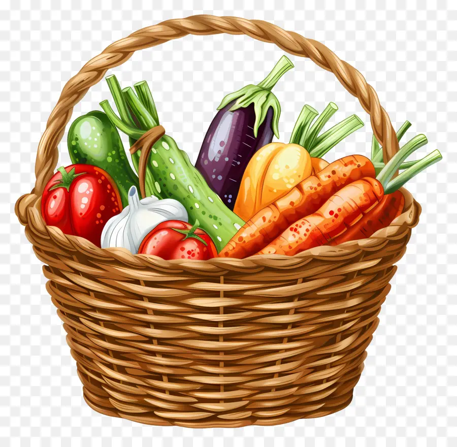 Cesta Con Verduras，Canasta Tejida PNG