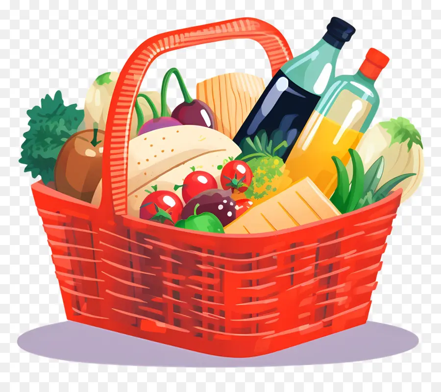 Canasta De Comestibles，Frutas PNG