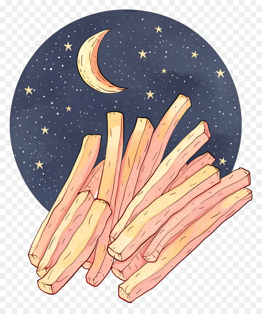 Las Papas Fritas，Luna PNG