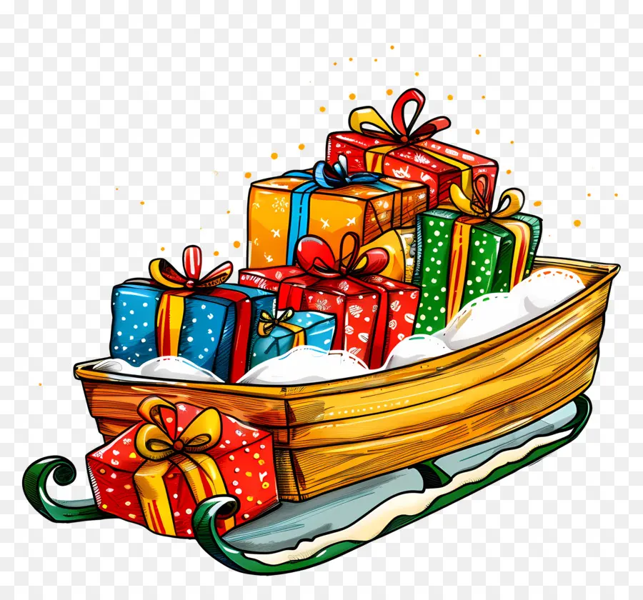 Regalos De Navidad，Regalos En Trineo PNG