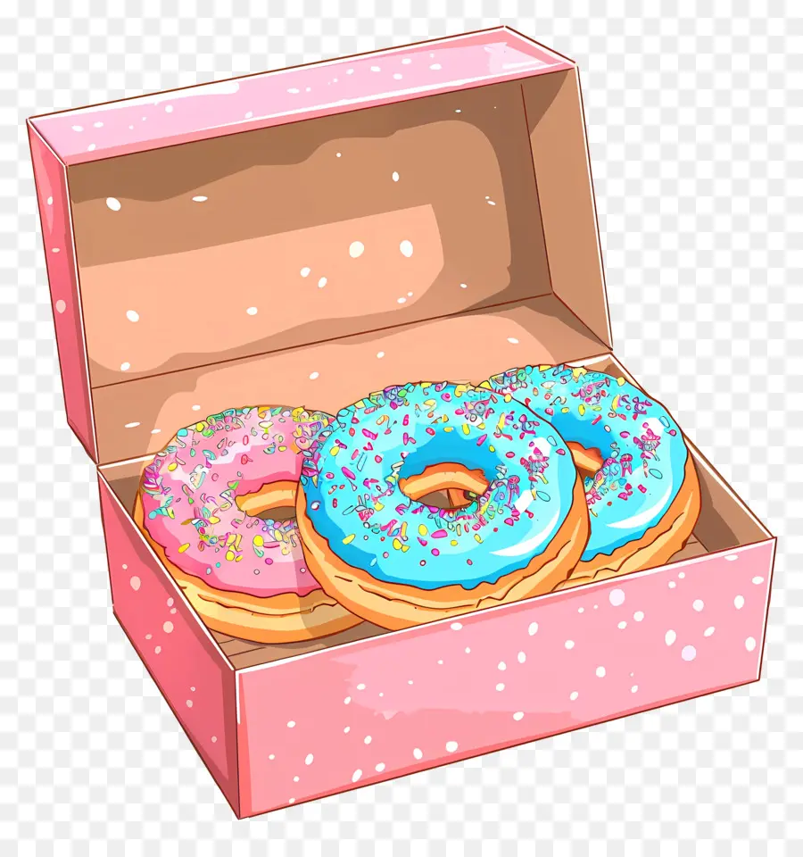 Caja Con Donas，Donuts PNG