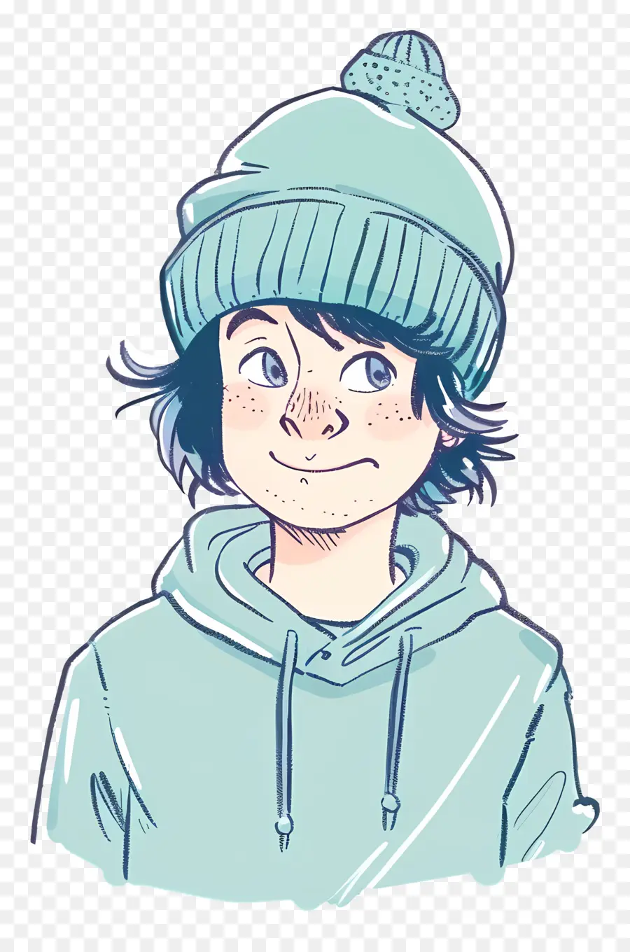 Chico Con Gorro，Dibujo De La Historieta PNG