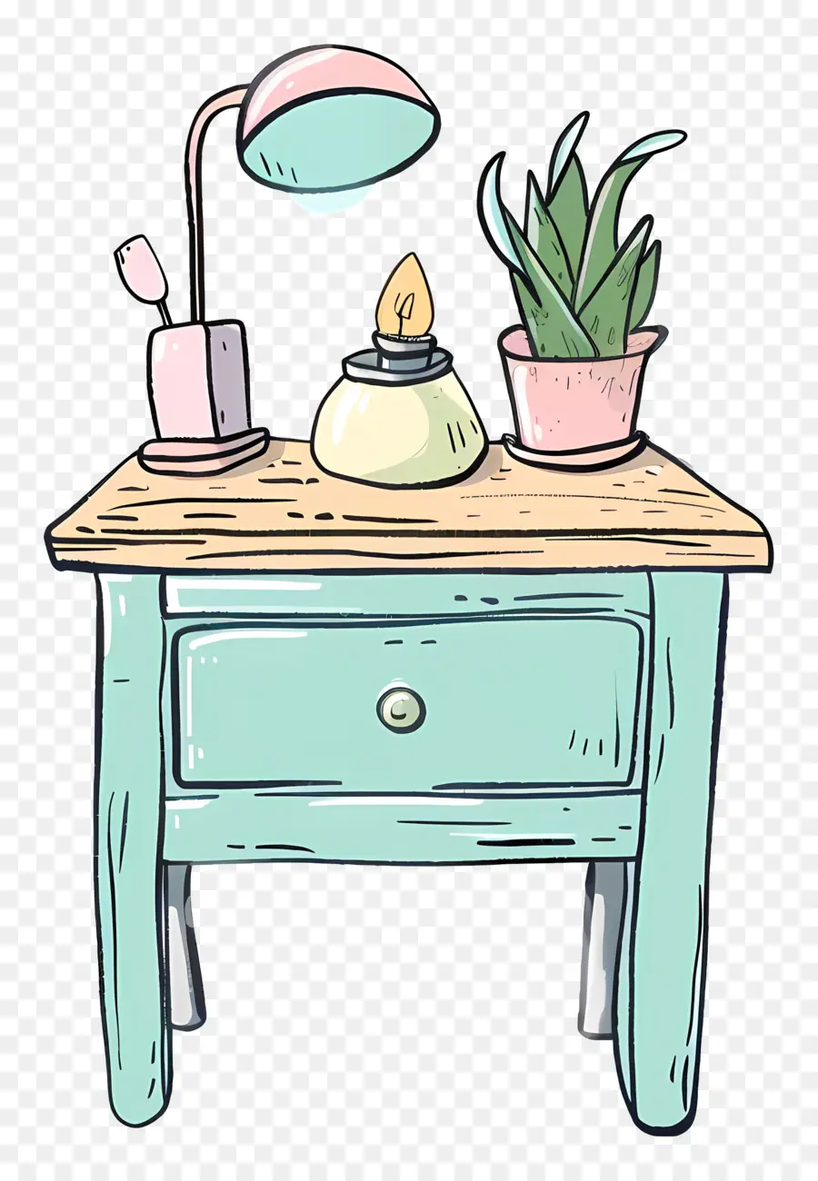 Bedside Table，Lámpara De Mesa PNG