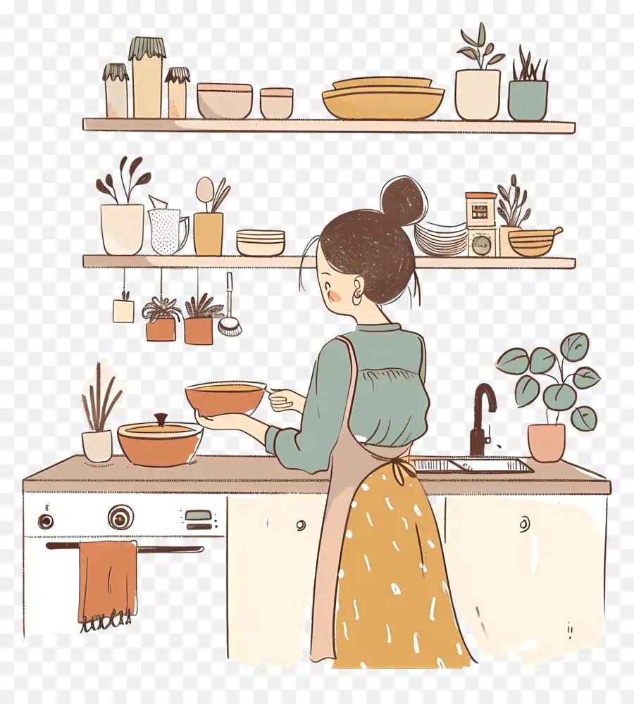 Mujer En La Cocina，El Aceite De Cocina PNG