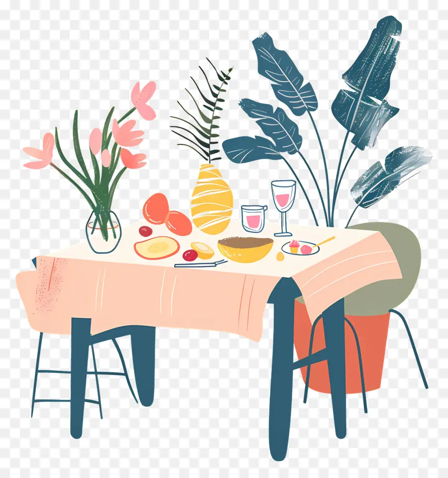 Mesa Con Frutas Y Bebidas，Frutas PNG