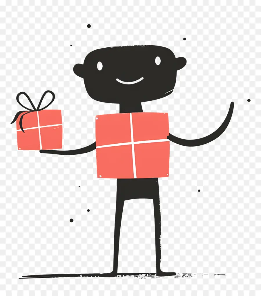 Stickman Con Caja De Regalo，Caja De Regalo PNG