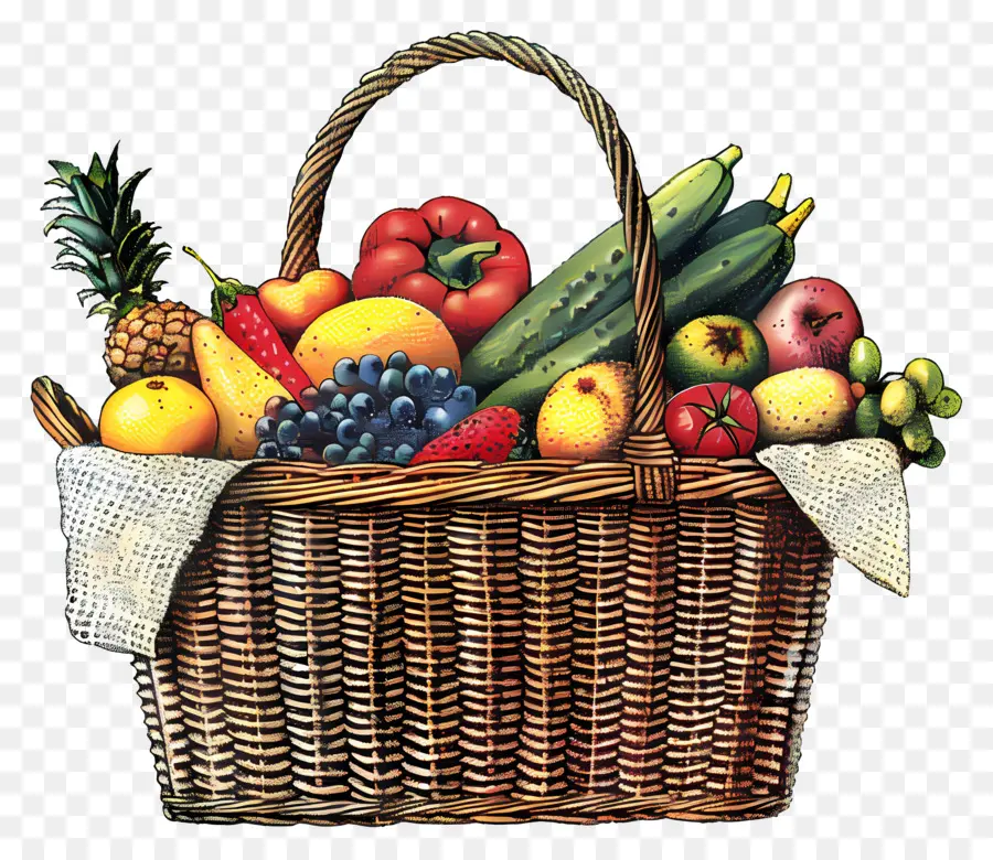 Canasta De Comestibles，Cesta De Fruta PNG